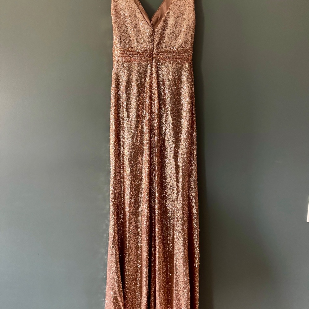 Revelry Sequin V-Neck Dress with Built in Cups | Style 2418-R - Picture 6 of 9